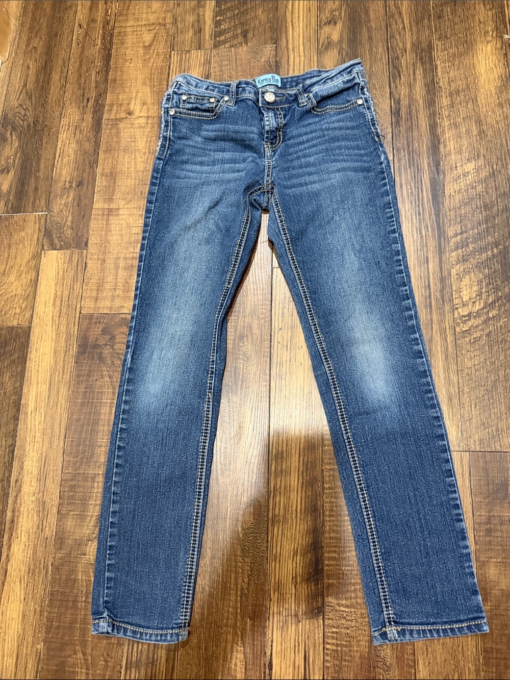 Karma Blue size 10 Stretch Slim Jeans in Dark Blue Denim